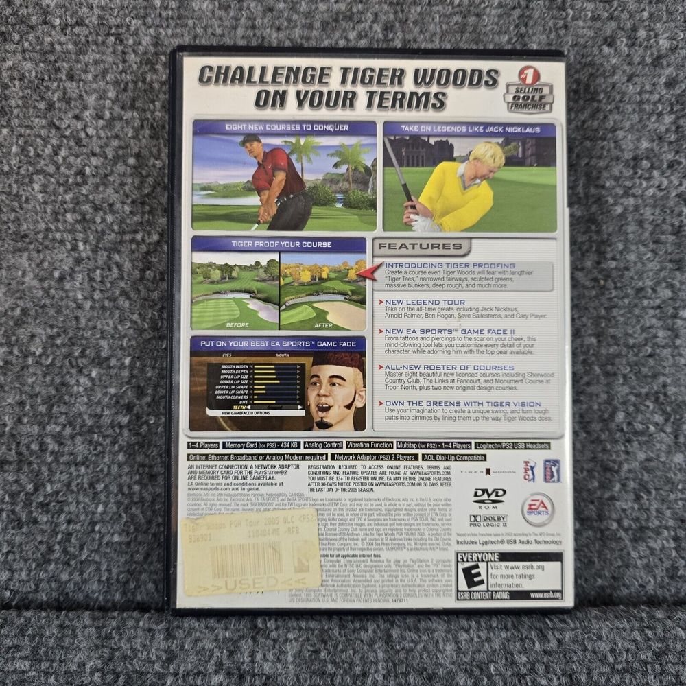 Tiger Woods PGA Tour‎ 2005 (PlayStation 2, 2004) PS2 (Case, DVD) No Manual - Picture 2 of 4